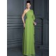 Charming One Shoulder 3/4 Sleeves Long Chiffon Bridesmaid Dresses