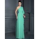 Charming One Shoulder 3/4 Sleeves Long Chiffon Bridesmaid Dresses