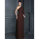 Charming One Shoulder 3/4 Sleeves Long Chiffon Bridesmaid Dresses
