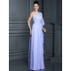Charming One Shoulder 3/4 Sleeves Long Chiffon Bridesmaid Dresses