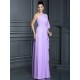 Charming One Shoulder 3/4 Sleeves Long Chiffon Bridesmaid Dresses