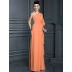 Charming One Shoulder 3/4 Sleeves Long Chiffon Bridesmaid Dresses