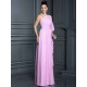 Charming One Shoulder 3/4 Sleeves Long Chiffon Bridesmaid Dresses