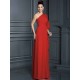 Charming One Shoulder 3/4 Sleeves Long Chiffon Bridesmaid Dresses