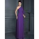Charming One Shoulder 3/4 Sleeves Long Chiffon Bridesmaid Dresses