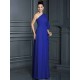 Charming One Shoulder 3/4 Sleeves Long Chiffon Bridesmaid Dresses