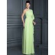 Charming One Shoulder 3/4 Sleeves Long Chiffon Bridesmaid Dresses