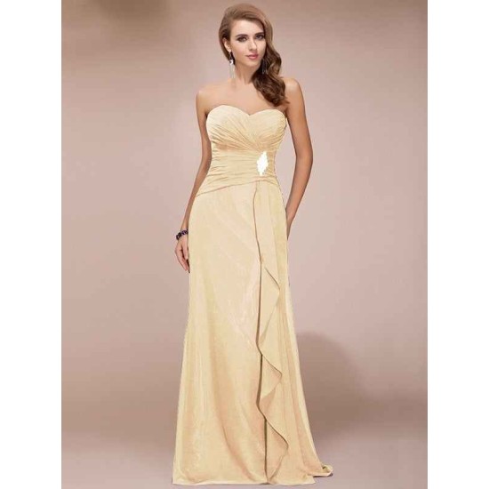 Gorgeous Sweetheart Sleeveless Long Beading Ruffles Chiffon Bridesmaid Dresses