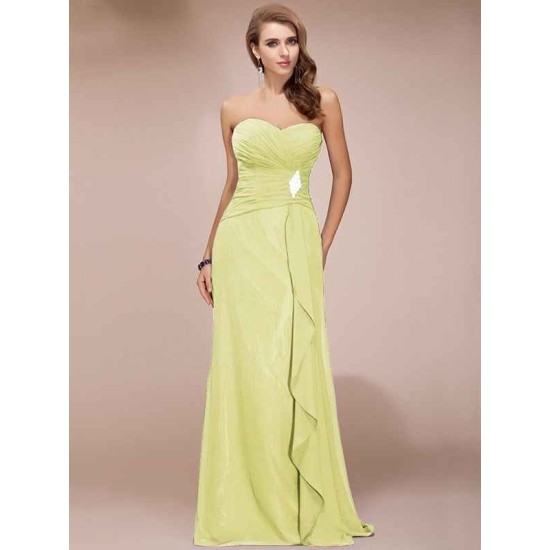 Gorgeous Sweetheart Sleeveless Long Beading Ruffles Chiffon Bridesmaid Dresses