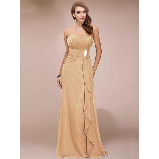 Gorgeous Sweetheart Sleeveless Long Beading Ruffles Chiffon Bridesmaid Dresses