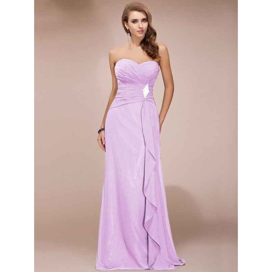 Gorgeous Sweetheart Sleeveless Long Beading Ruffles Chiffon Bridesmaid Dresses