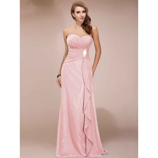 Gorgeous Sweetheart Sleeveless Long Beading Ruffles Chiffon Bridesmaid Dresses