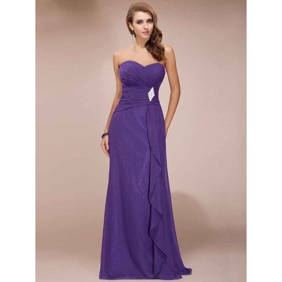 Gorgeous Sweetheart Sleeveless Long Beading Ruffles Chiffon Bridesmaid Dresses