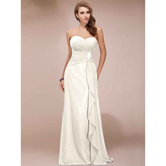 Gorgeous Sweetheart Sleeveless Long Beading Ruffles Chiffon Bridesmaid Dresses