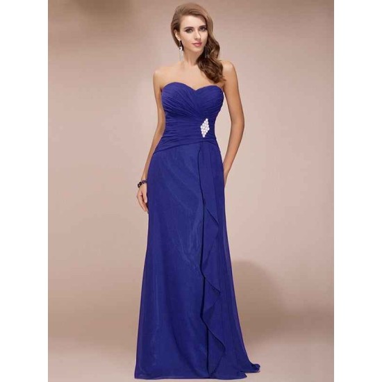 Gorgeous Sweetheart Sleeveless Long Beading Ruffles Chiffon Bridesmaid Dresses
