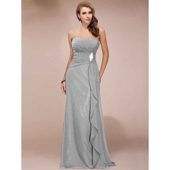 Gorgeous Sweetheart Sleeveless Long Beading Ruffles Chiffon Bridesmaid Dresses