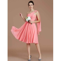 Classy Sleeveless One Shoulders Ruched Short/Mini Chiffon Bridesmaid Dresses