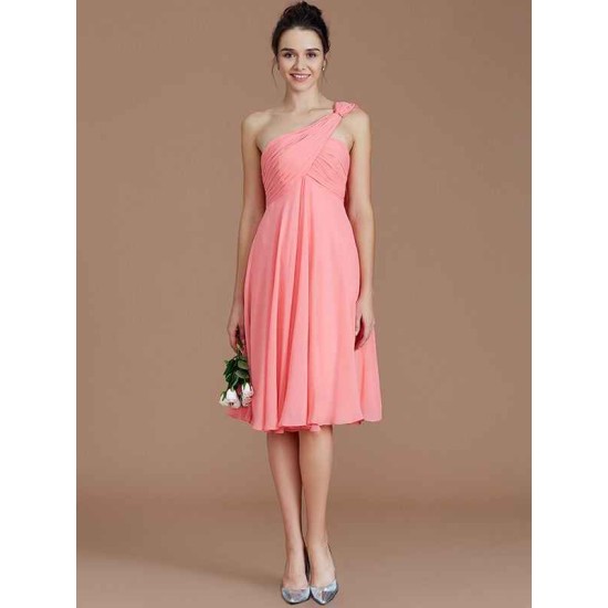 Classy Sleeveless One Shoulders Ruched Short/Mini Chiffon Bridesmaid Dresses