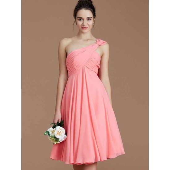 Classy Sleeveless One Shoulders Ruched Short/Mini Chiffon Bridesmaid Dresses