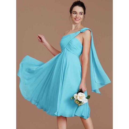 Classy Sleeveless One Shoulders Ruched Short/Mini Chiffon Bridesmaid Dresses