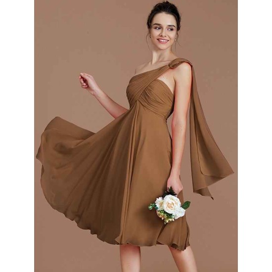 Classy Sleeveless One Shoulders Ruched Short/Mini Chiffon Bridesmaid Dresses