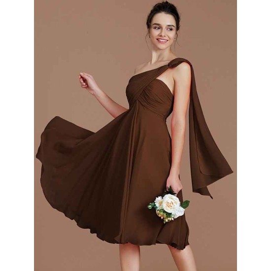 Classy Sleeveless One Shoulders Ruched Short/Mini Chiffon Bridesmaid Dresses