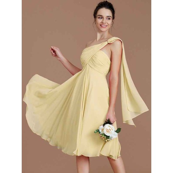 Classy Sleeveless One Shoulders Ruched Short/Mini Chiffon Bridesmaid Dresses