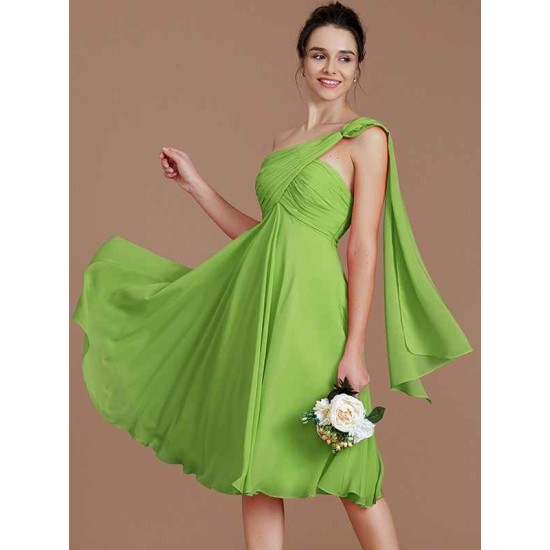 Classy Sleeveless One Shoulders Ruched Short/Mini Chiffon Bridesmaid Dresses