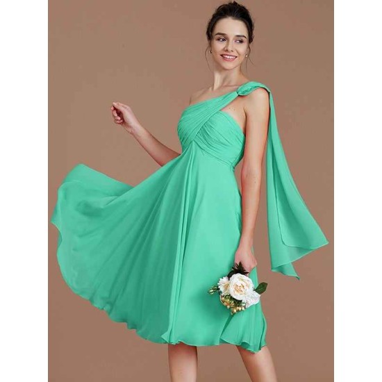 Classy Sleeveless One Shoulders Ruched Short/Mini Chiffon Bridesmaid Dresses