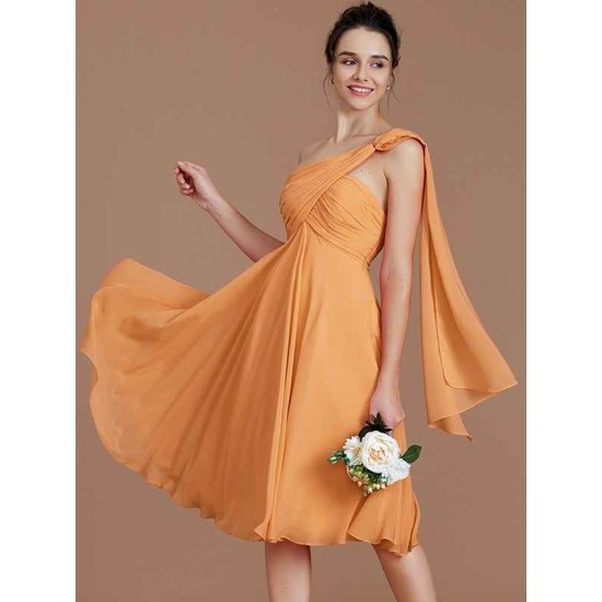Classy Sleeveless One Shoulders Ruched Short/Mini Chiffon Bridesmaid Dresses