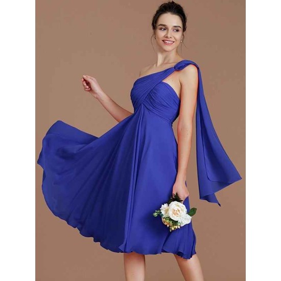Classy Sleeveless One Shoulders Ruched Short/Mini Chiffon Bridesmaid Dresses