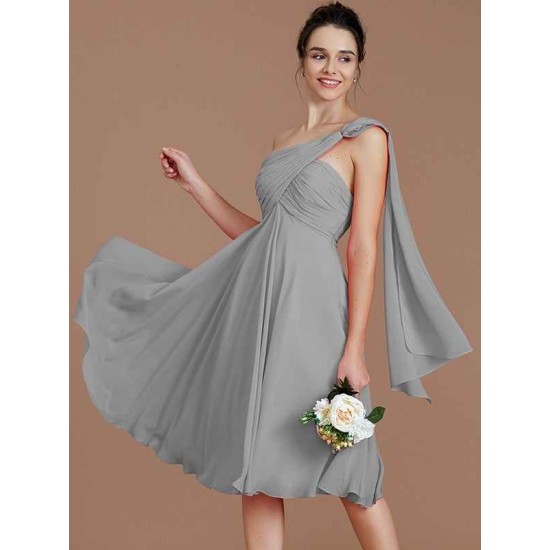 Classy Sleeveless One Shoulders Ruched Short/Mini Chiffon Bridesmaid Dresses