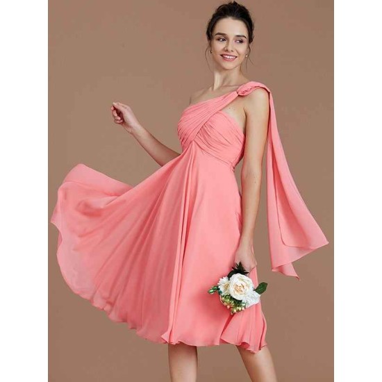 Classy Sleeveless One Shoulders Ruched Short/Mini Chiffon Bridesmaid Dresses