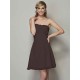 Charming Strapless Sleeveless Pleats Applique Short Chiffon Bridesmaid Dresses
