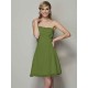 Charming Strapless Sleeveless Pleats Applique Short Chiffon Bridesmaid Dresses