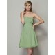 Charming Strapless Sleeveless Pleats Applique Short Chiffon Bridesmaid Dresses