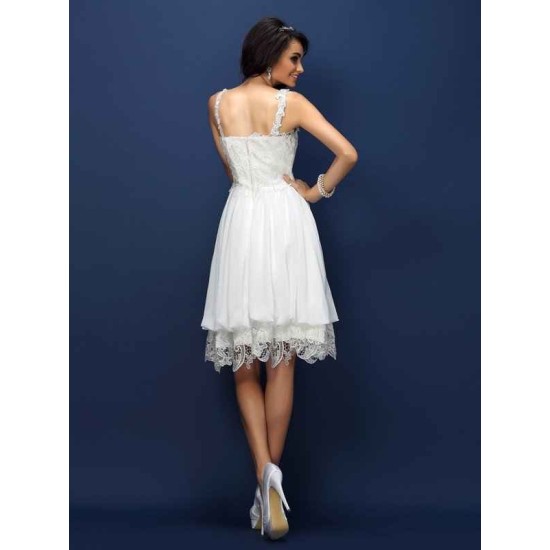 V-Neck Elegant Lace Sleeveless Short Bridesmaid Dresses