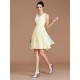 V-Neck Elegant Sleeveless Sash/Ribbon/Belt Short/Mini Chiffon Bridesmaid Dresses