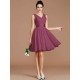 V-Neck Elegant Sleeveless Sash/Ribbon/Belt Short/Mini Chiffon Bridesmaid Dresses