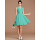 V-Neck Elegant Sleeveless Sash/Ribbon/Belt Short/Mini Chiffon Bridesmaid Dresses