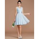 V-Neck Elegant Sleeveless Sash/Ribbon/Belt Short/Mini Chiffon Bridesmaid Dresses