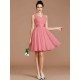 V-Neck Elegant Sleeveless Sash/Ribbon/Belt Short/Mini Chiffon Bridesmaid Dresses