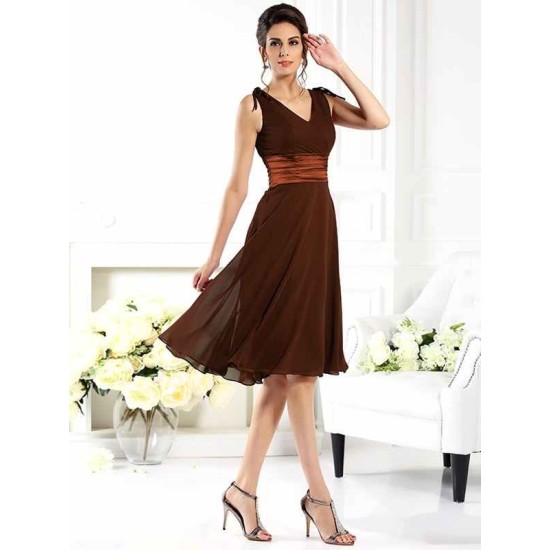 V-Neck Elegant Sleeveless Short Chiffon Bridesmaid Dresses