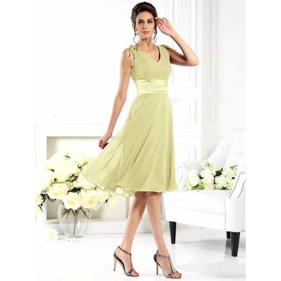 V-Neck Elegant Sleeveless Short Chiffon Bridesmaid Dresses