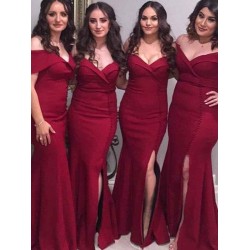 Charming Off-the-Shoulder Sleeveless Ruched Bridesmaid Dresses