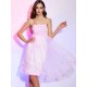 Charming Strapless Sleeveless Hand-Made Flower Short Net Bridesmaid Dresses