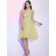 Charming Strapless Sleeveless Hand-Made Flower Short Net Bridesmaid Dresses