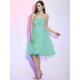 Charming Strapless Sleeveless Hand-Made Flower Short Net Bridesmaid Dresses
