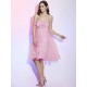Charming Strapless Sleeveless Hand-Made Flower Short Net Bridesmaid Dresses