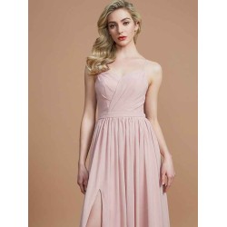 Charming Spaghetti Straps Sleeveless Ruched Chiffon Bridesmaid Dresses
